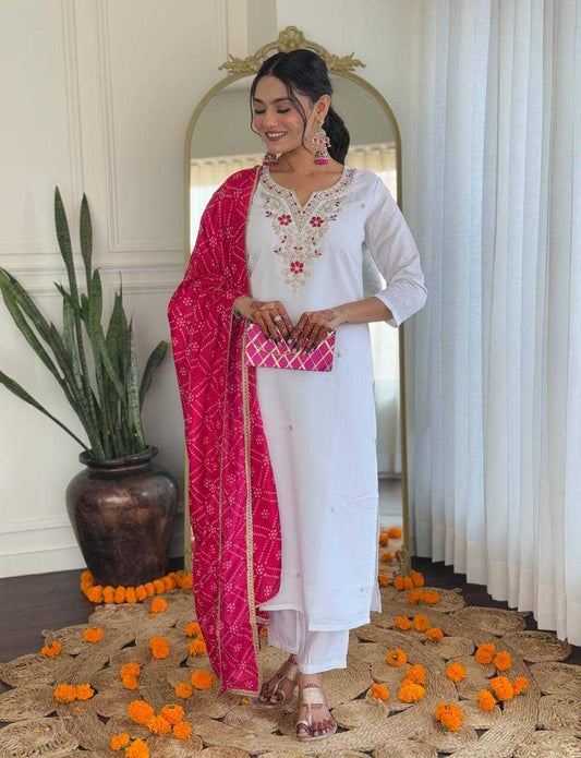 Pink Viscose Kurthi Set