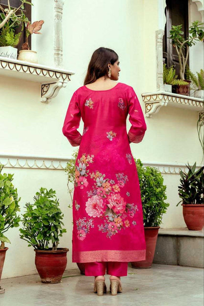 Pure Viscose Jaquard Bright Red Suit