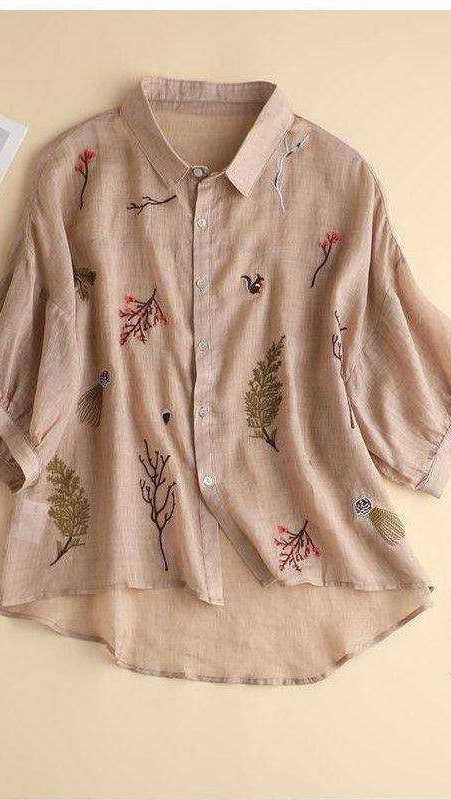 Peach Color  Western Tunics Shirt with Branch Embroidery Stich Work