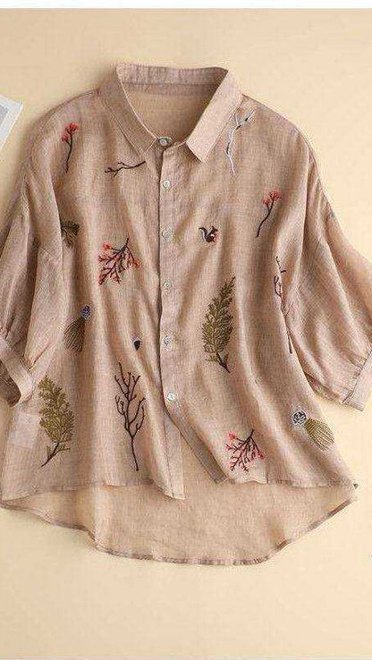 Peach Color  Western Tunics Shirt with Branch Embroidery Stich Work
