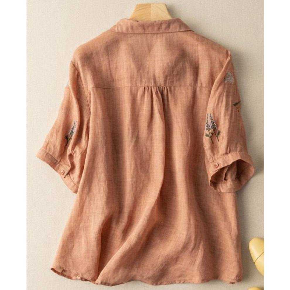 Apricot Peach Color  Western Tunics Shirt with Embroidery Stich Work