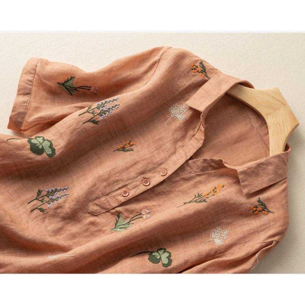 Apricot Peach Color  Western Tunics Shirt with Embroidery Stich Work