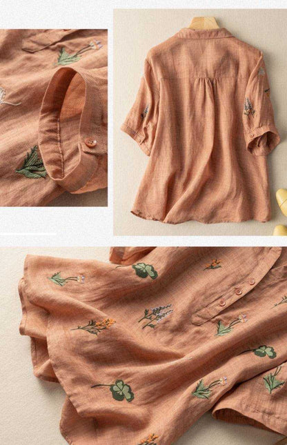 Apricot Peach Color  Western Tunics Shirt with Embroidery Stich Work