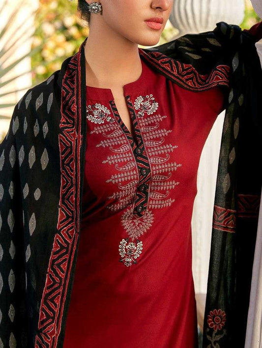Chanderi Printed Viscose Rayon With Embroidery Work