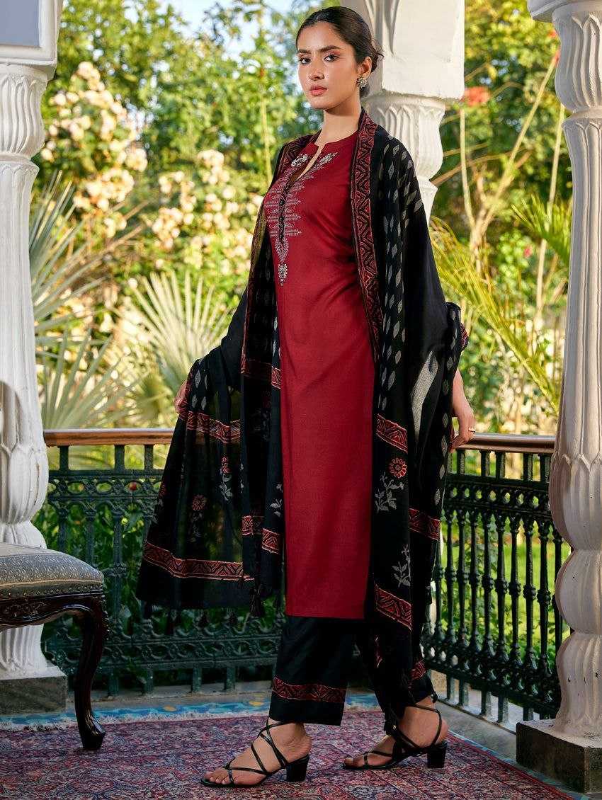 Chanderi Printed Viscose Rayon With Embroidery Work