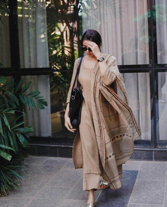 Cream Color Viscose Kurthi Set