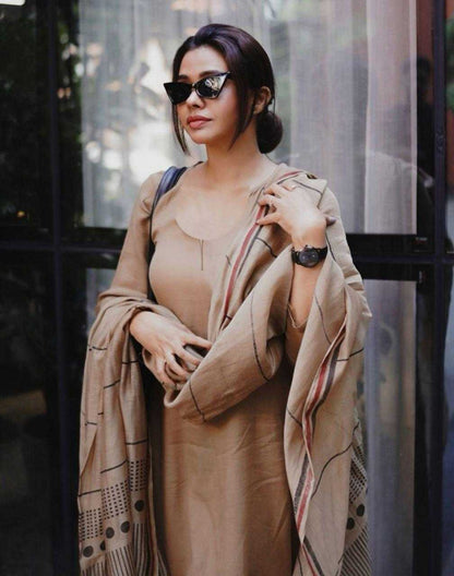 Cream Color Viscose Kurthi Set