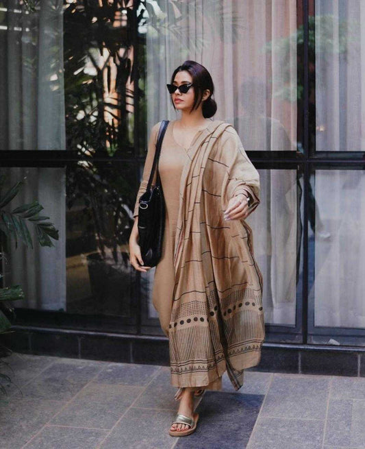 Cream Color Viscose Kurthi Set